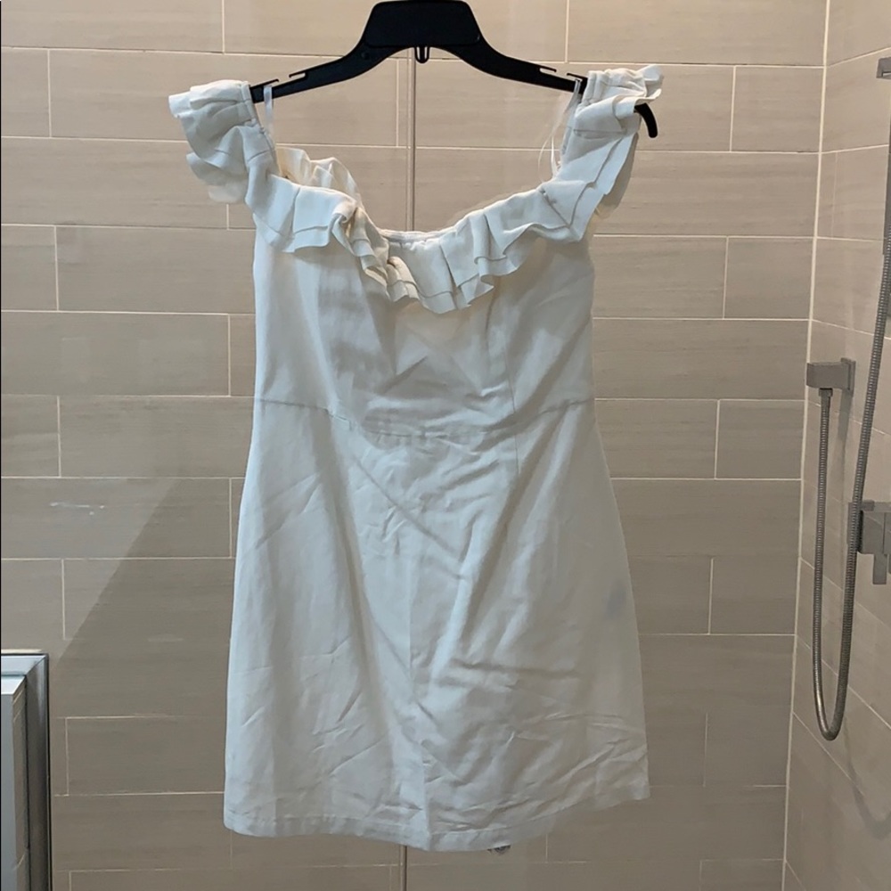 White off the shoulder ruffle dress